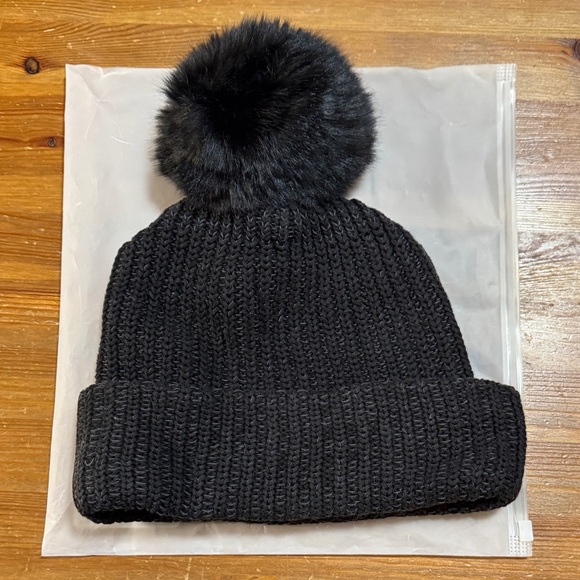 Love Your Melon Black Knit Beanie with Pom-Pom - Picture 2 of 3